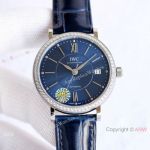 2020 New Swiss Replica IWC Portofino Blue Dial Diamond Watch 37mm Lady_th.jpg